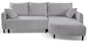 Ecksofa mit Schlaffunktion Oblivio Mini, L-förmig, rechtsseitig, mit Stauraum, hellgrauer Flechtstoff