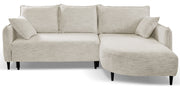 Ecksofa mit Schlaffunktion Oblivio Mini, L-förmig, rechtsseitig, mit Stauraum, beige Flechtmuster