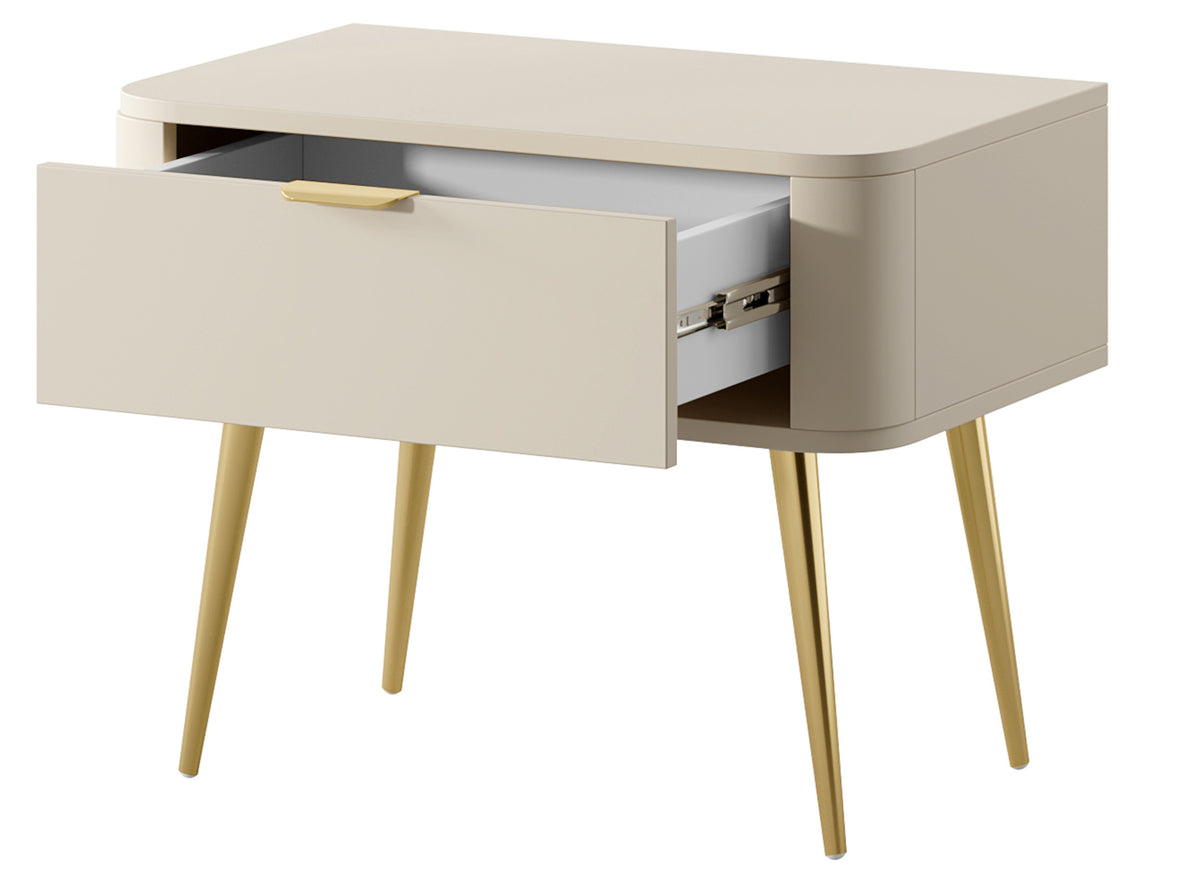 Table de chevet Oval avec tiroir 63 cm beige sable