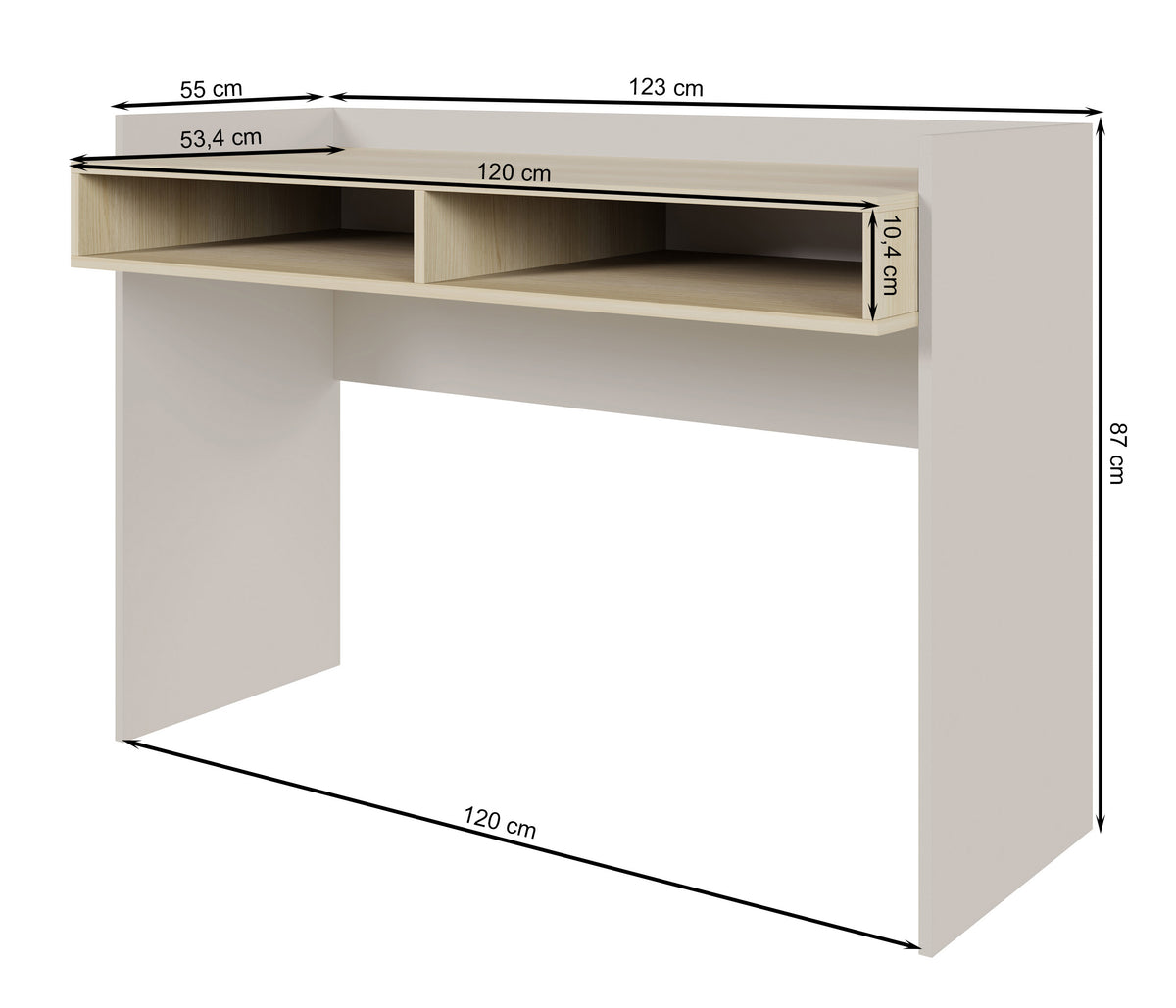 Bureau Tabise avec deux niches 120x53 cm cachemire/chêne Lindberg
