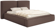 Gepolstertes Bett 160x200 cm Tilves mit Stauraum, Metallrahmen, braunes Bouclé