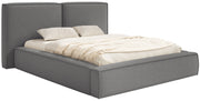 Polsterbett 180x200 cm Tilves mit Stauraum, Metallrahmen, dunkelgrauer Bouclé-Stoff