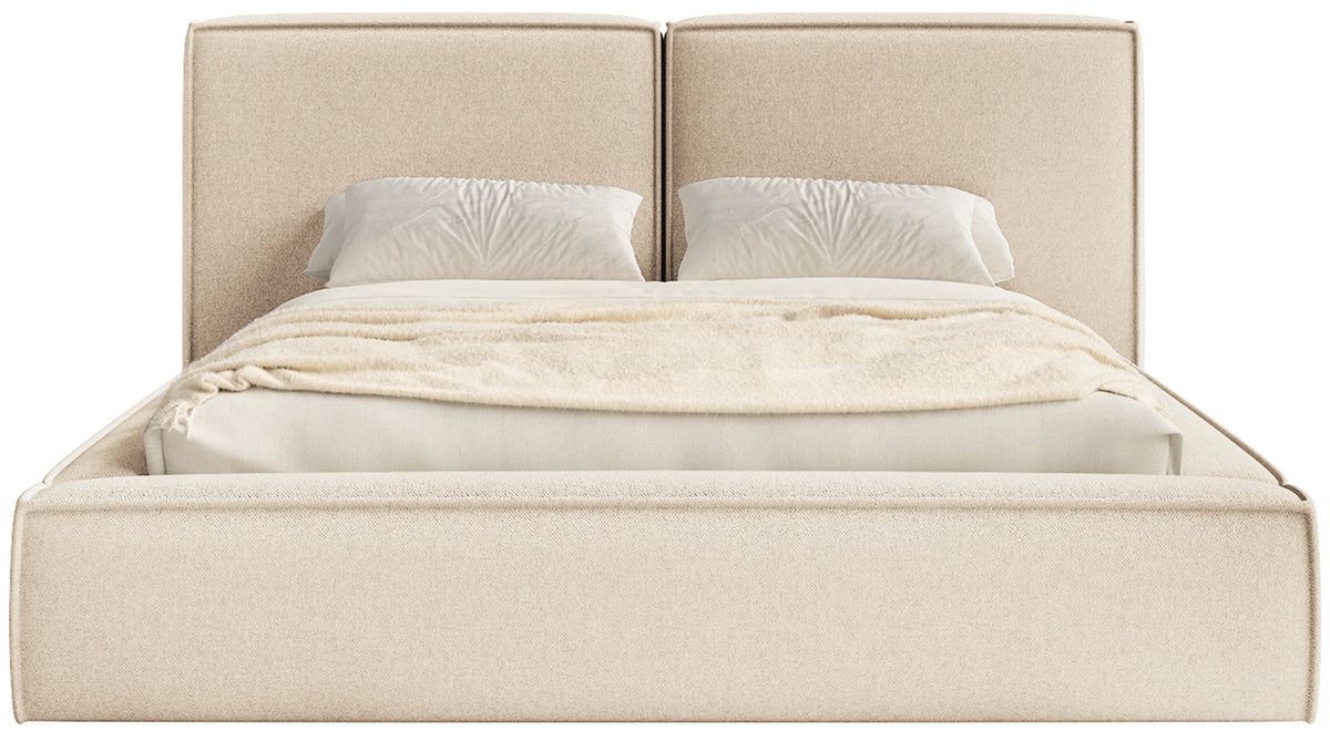 Polsterbett 180x200 cm Tilves mit Stauraum, Metallrahmen, hellbeige Chenille