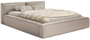 Gepolstertes Bett 160x200 cm Tilves Slim Low mit Stauraum, Metallrahmen, beiger Chenille