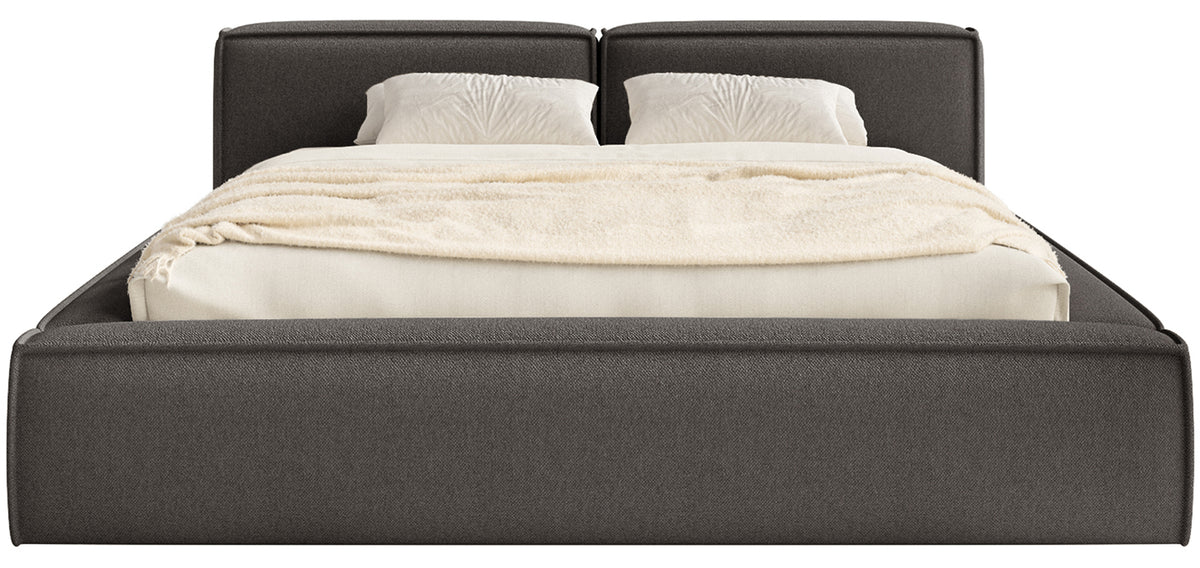 Polsterbett 180x200 cm Tilves Slim Low mit Stauraum, Metallrahmen, graphitfarbenes Chenille
