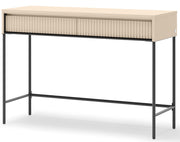 Toilette Trend avec tiroirs et éclairage 112 cm, façades rainurées beige sable / noir