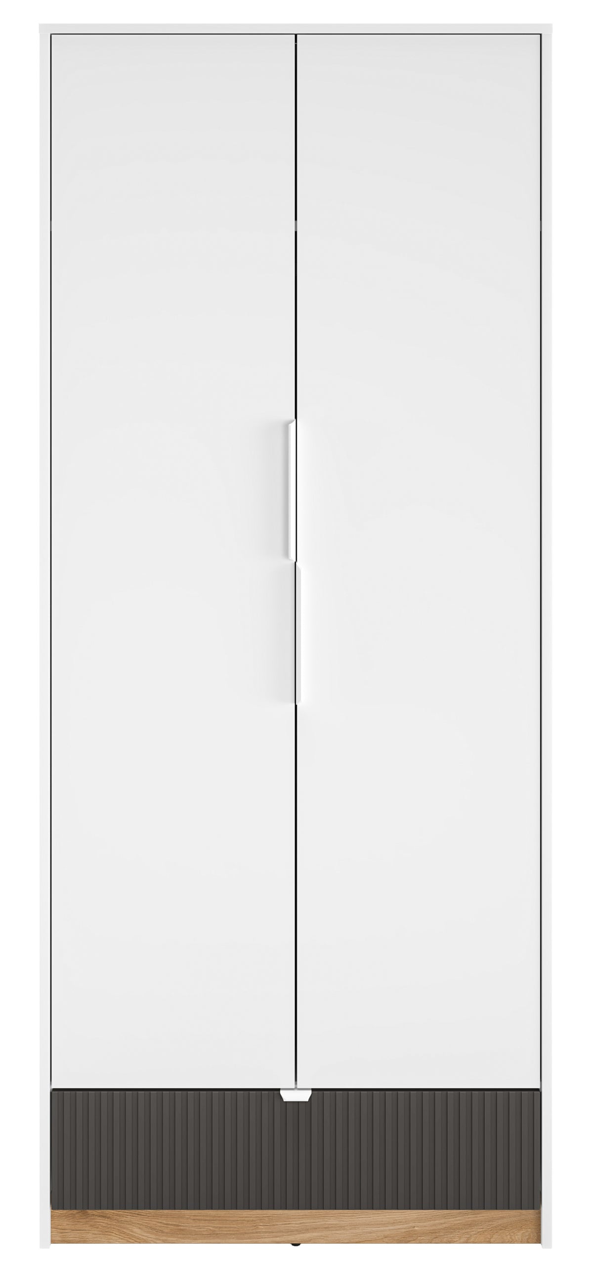 Jugendzweitüriger Kleiderschrank Torino mit geriffelter Schublade, 82 cm, Honey Castello Eiche/Alpenweiß/Grafit