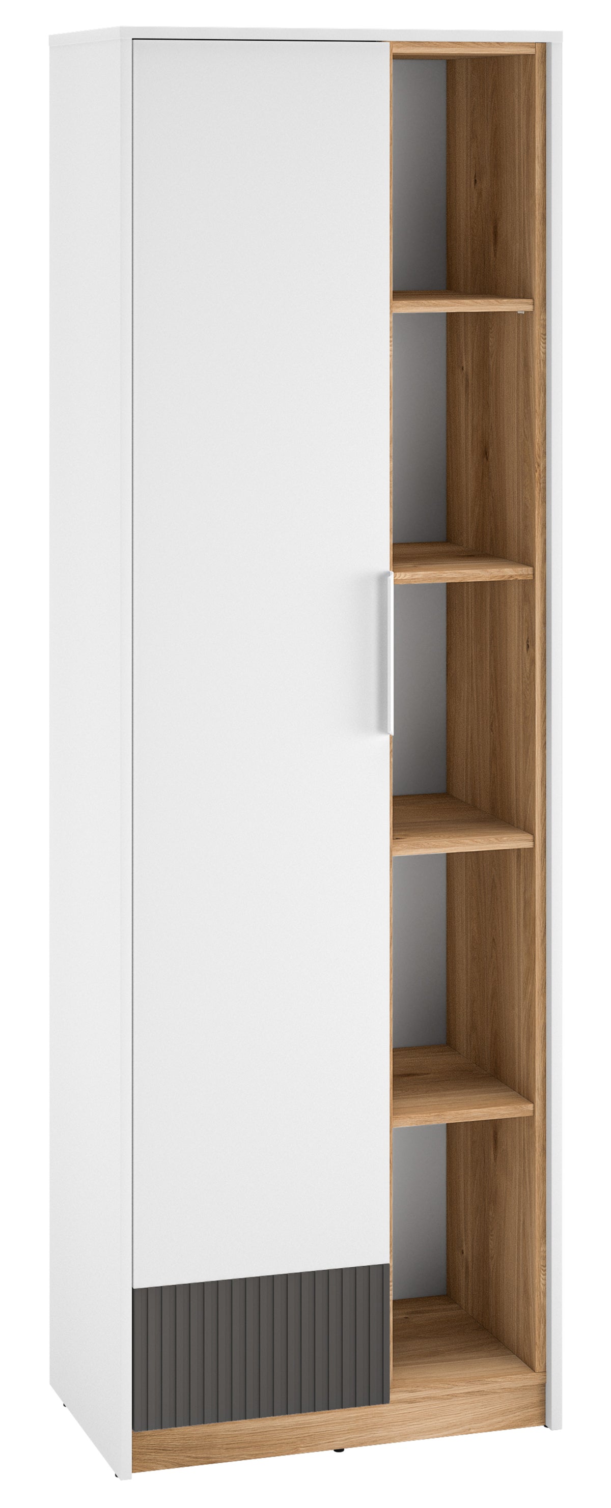Armoire une porte pour chambre d’adolescent Torino avec niches rainurées 64 cm chêne Honey Castello/blanc alpin/gris graphite