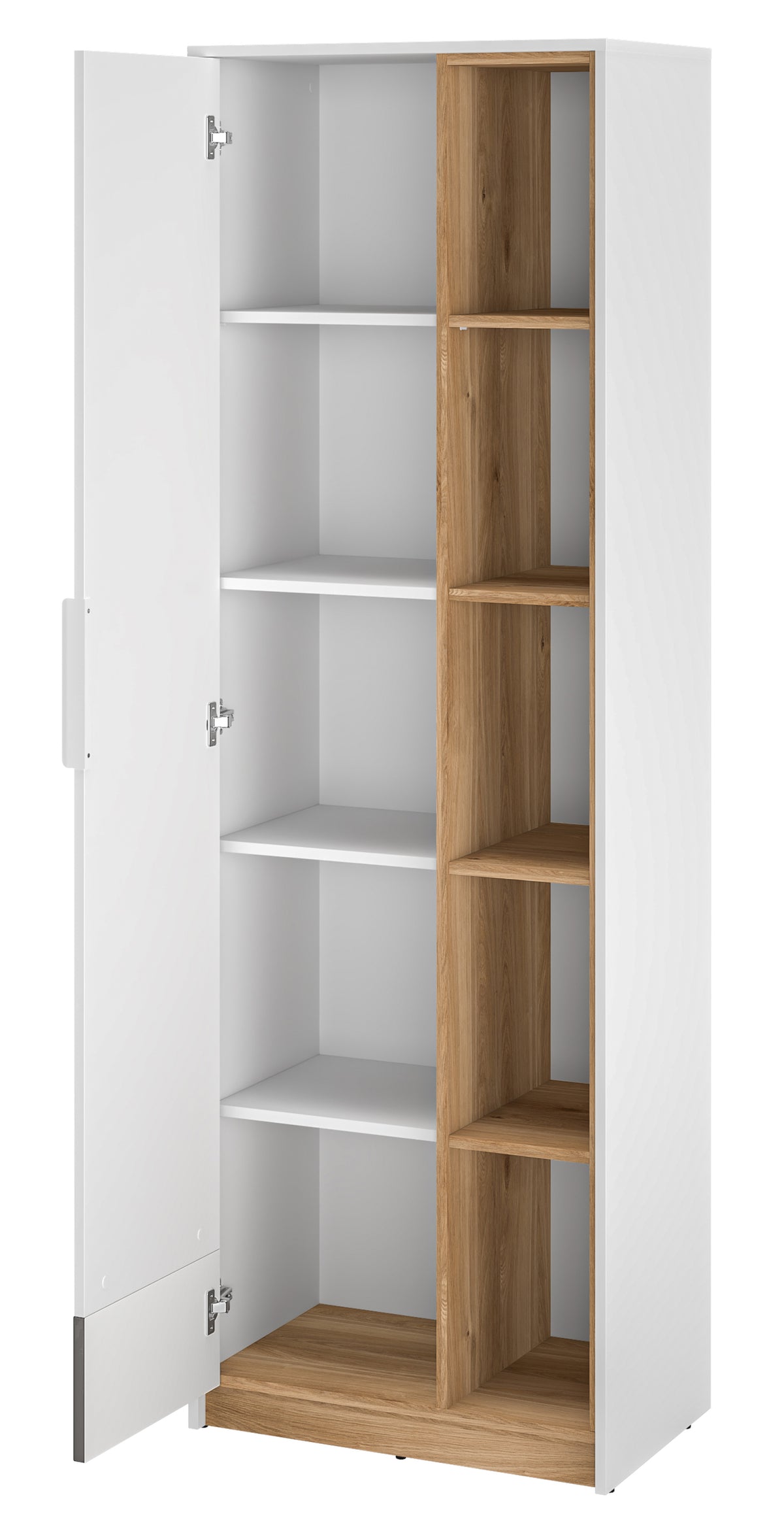 Armoire une porte pour chambre d’adolescent Torino avec niches rainurées 64 cm chêne Honey Castello/blanc alpin/gris graphite