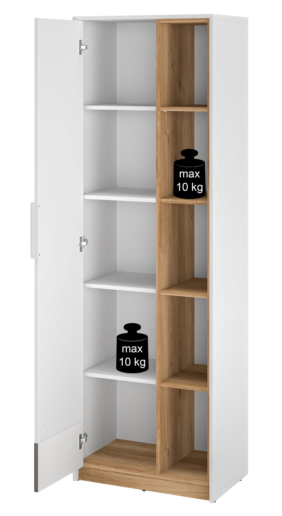 Armoire une porte pour chambre d’adolescent Torino avec niches rainurées 64 cm chêne Honey Castello/blanc alpin/gris graphite