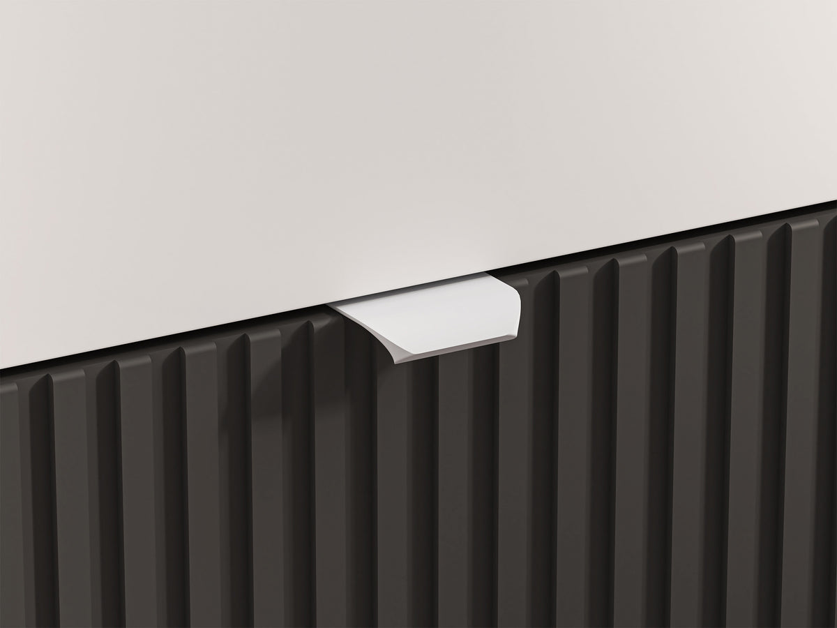 Kommode Torino mit vier geriffelten Schubladen, 82 cm, Eiche Honey Castello/Alpenweiß/Grafit