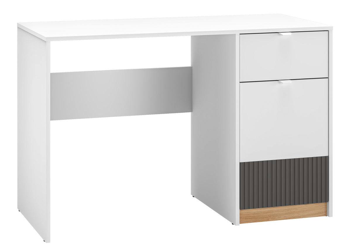 Bureau adolescent une porte Torino avec tiroir rainuré 120 cm chêne Honey Castello/blanc alpin/gris graphite