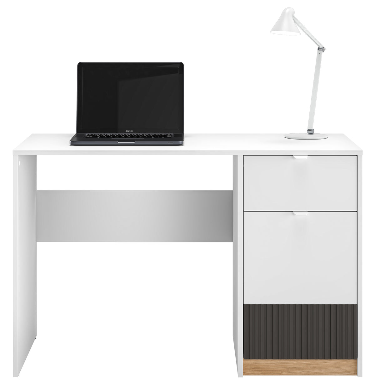 Bureau adolescent une porte Torino avec tiroir rainuré 120 cm chêne Honey Castello/blanc alpin/gris graphite