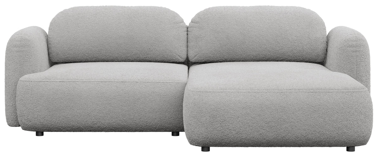 Canapé d'angle Tvoya en forme de L, droit, boucle gris clair avec fonction couchage