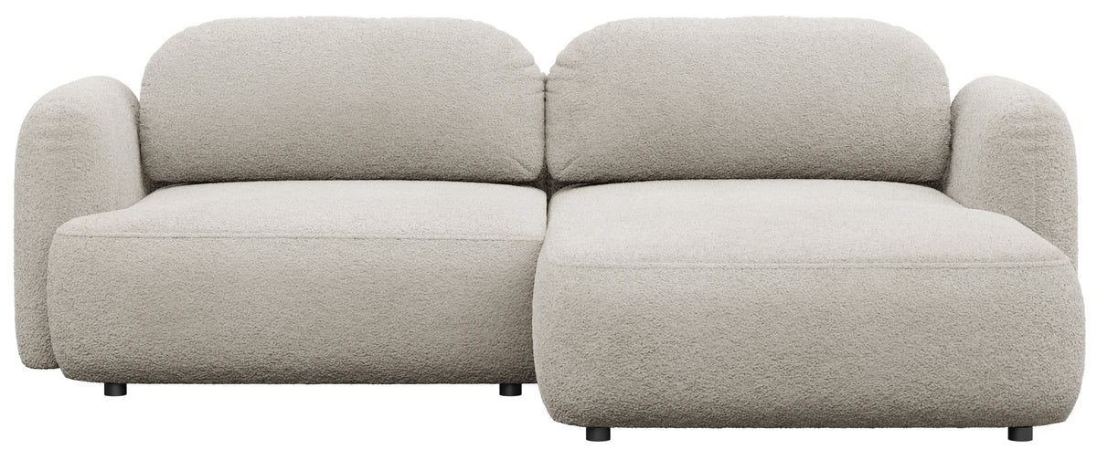 Canapé d'angle convertible Tvoya en L, côté droit, bouclé beige clair