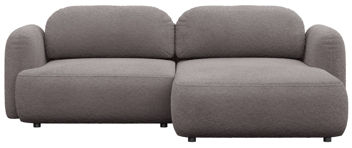Canapé d'angle droit Tvoya L-shape gris-brun en bouclé avec fonction couchage