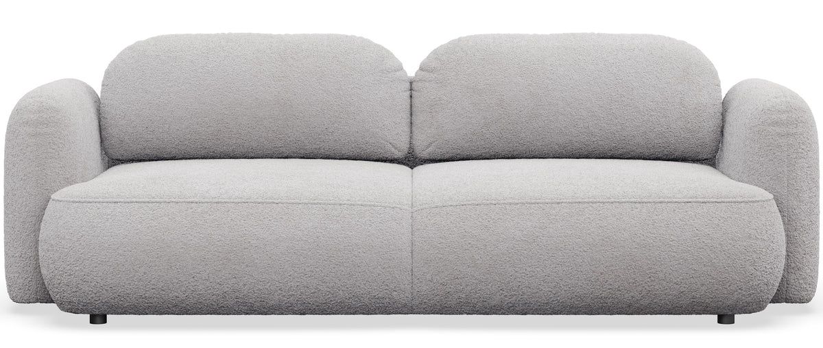 Canapé convertible trois places Tvoya en bouclé gris clair