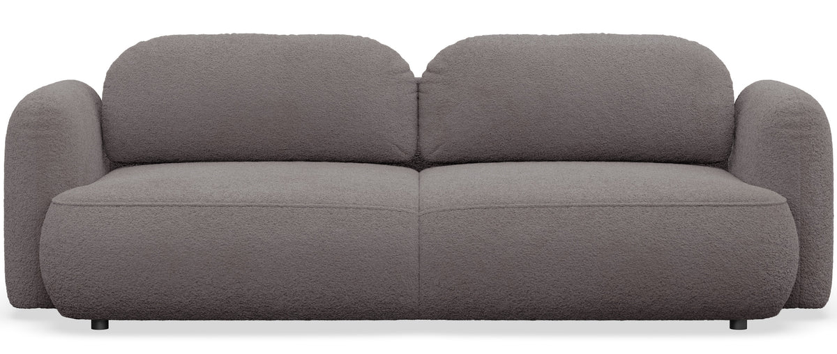 Dreisitziges ausklappbares Sofa Tvoya in graubraunem Bouclé