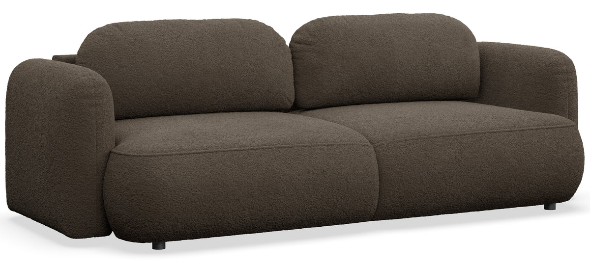 Canapé convertible 3 places Tvoya en bouclé marron
