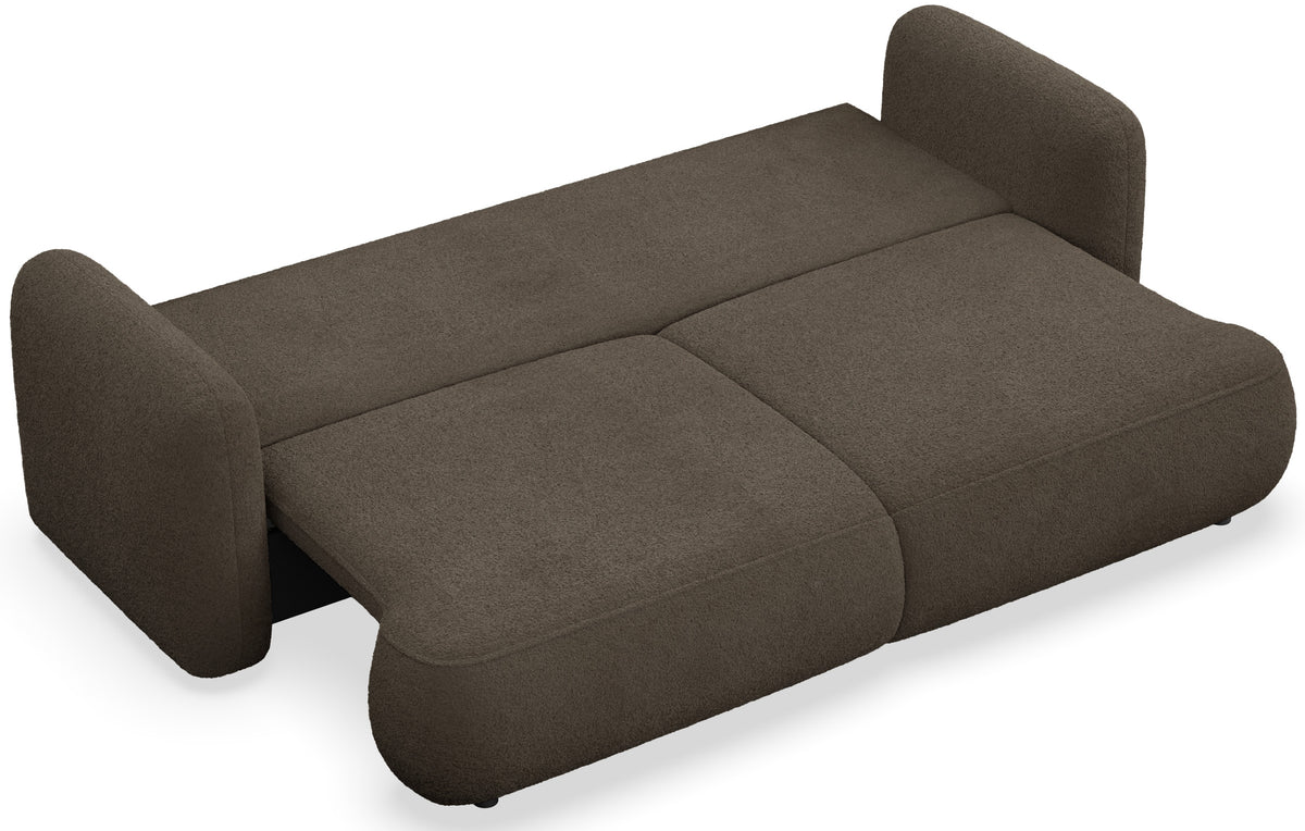 Canapé convertible 3 places Tvoya en bouclé marron