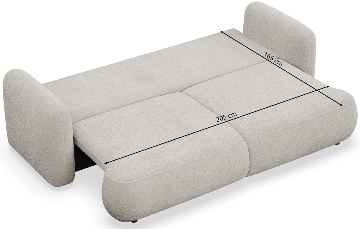 Canapé convertible 3 places Tvoya en chenille gris clair