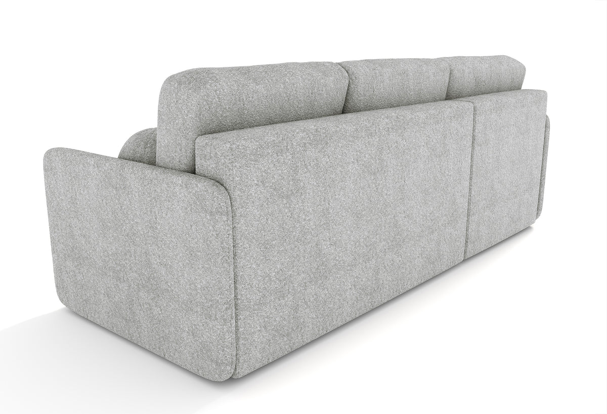 Canapé d'angle convertible Bloom en boucle gris avec rangement, réversible
