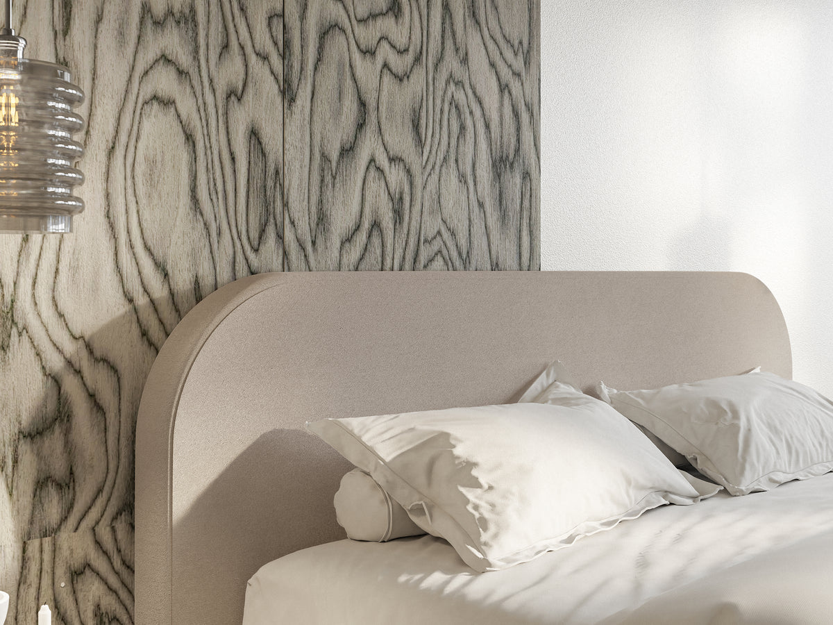 Polsterbett 180x200 cm Umike beige Velours wasserabweisend