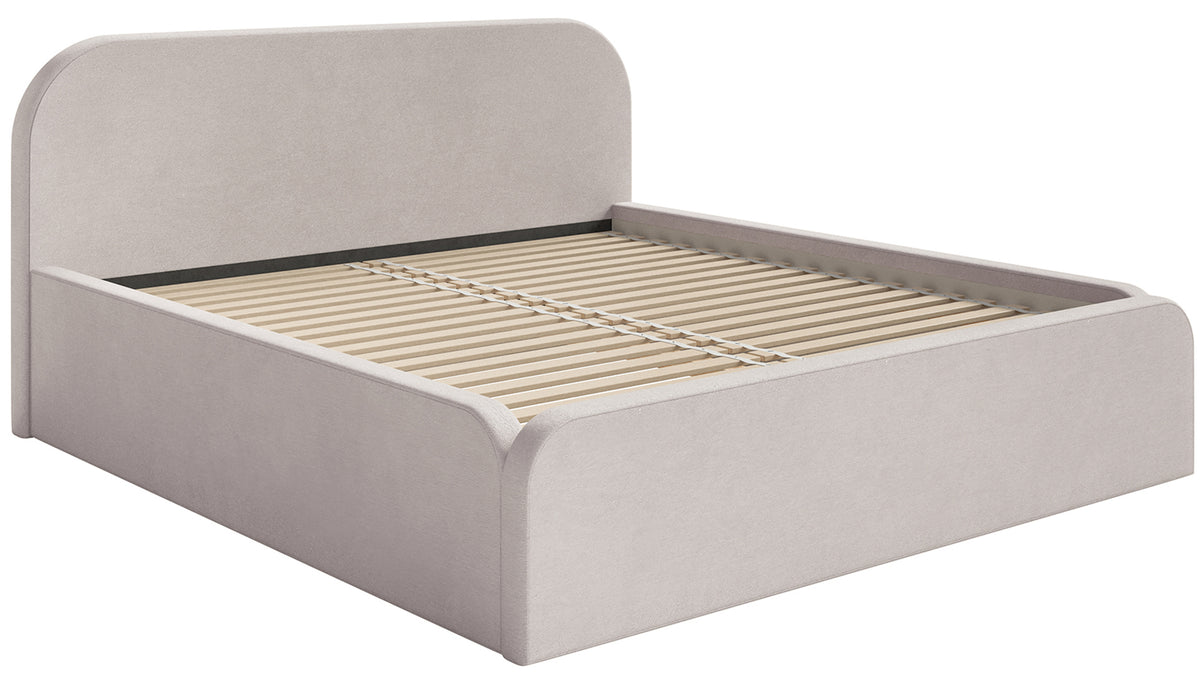Lit tapissé 180x200 cm Umike velours hydrofuge gris beige