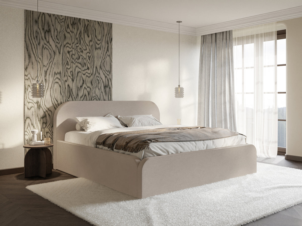 Polsterbett 180x200 cm Umike beige Velours wasserabweisend