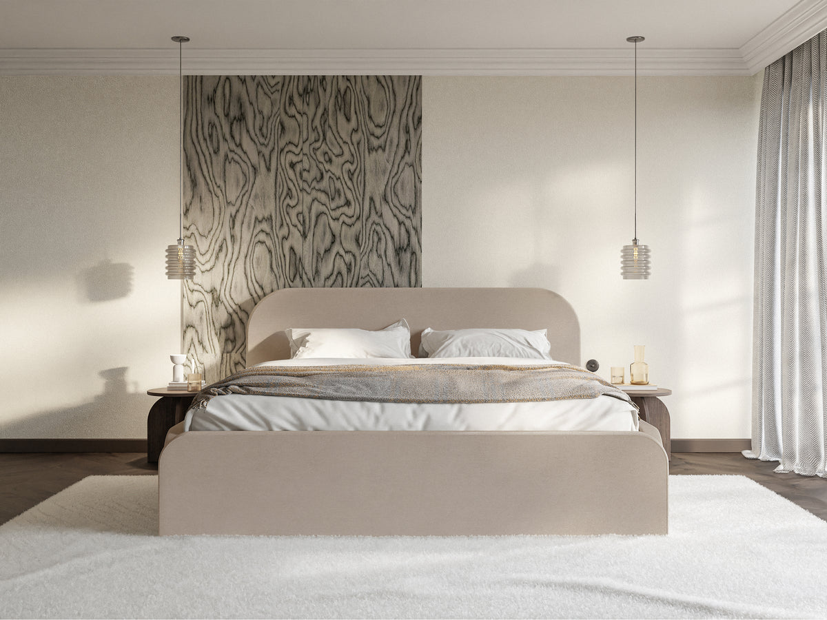 Polsterbett 180x200 cm Umike beige Velours wasserabweisend