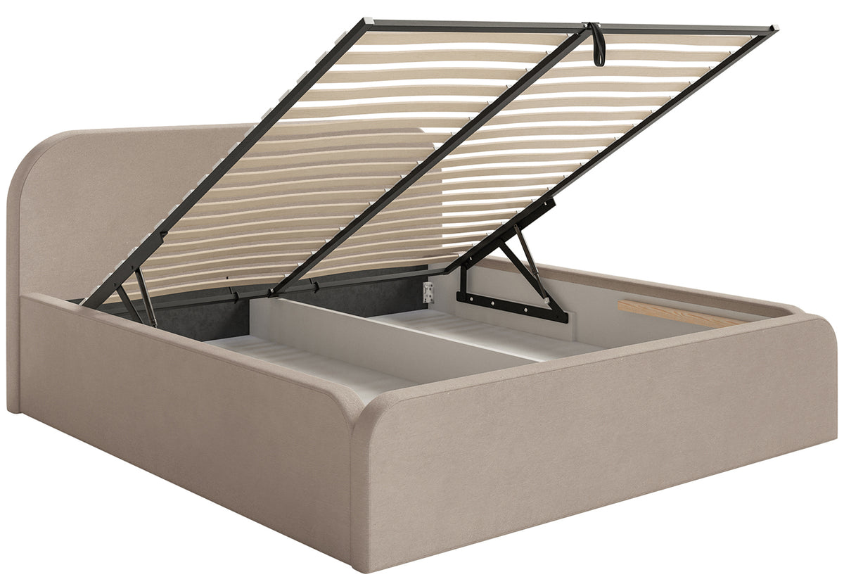 Polsterbett 160x200 cm Umike mit Stauraum, beige, hydrophober Samt