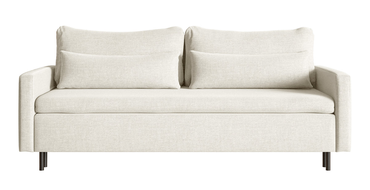 Canapé convertible 3 places Umpro avec coffre en chenille crème