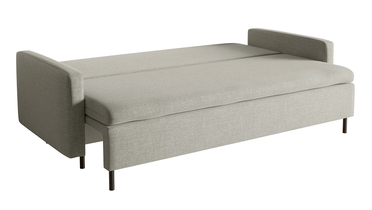 Canapé convertible 3 places Umpro avec coffre, chenille gris beige