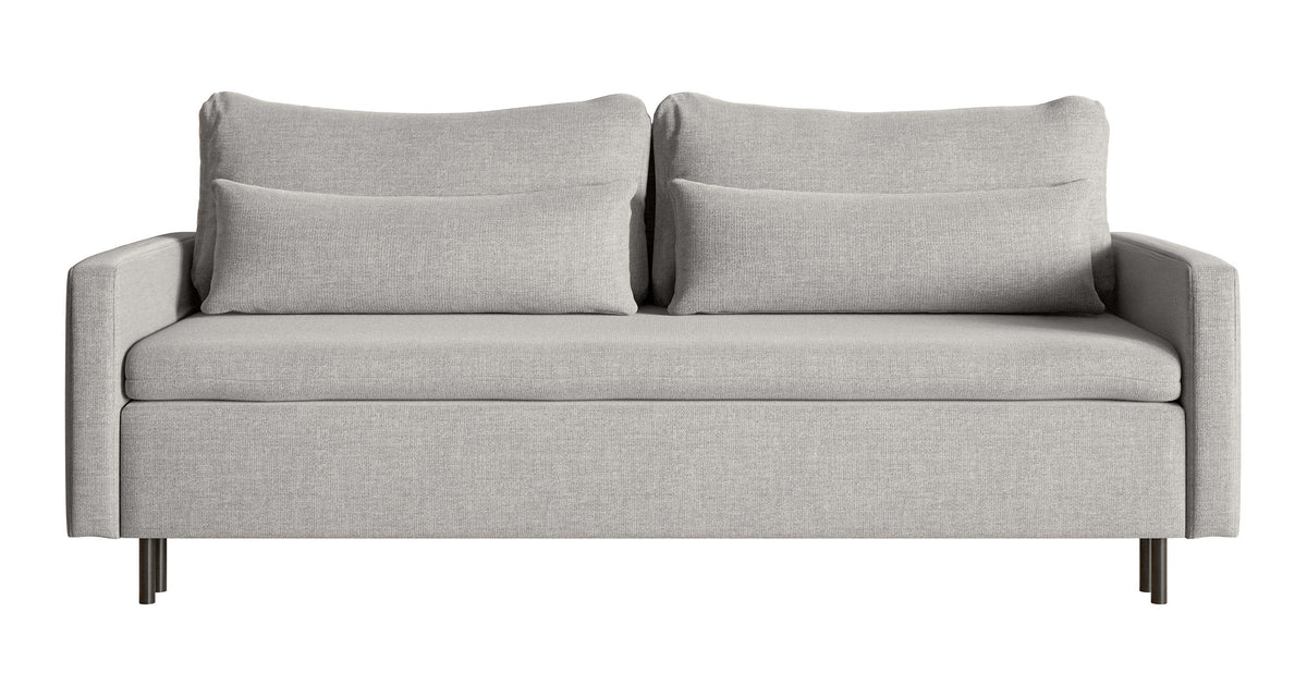 Canapé convertible 3 places Umpro avec coffre de rangement en tissu chenille gris