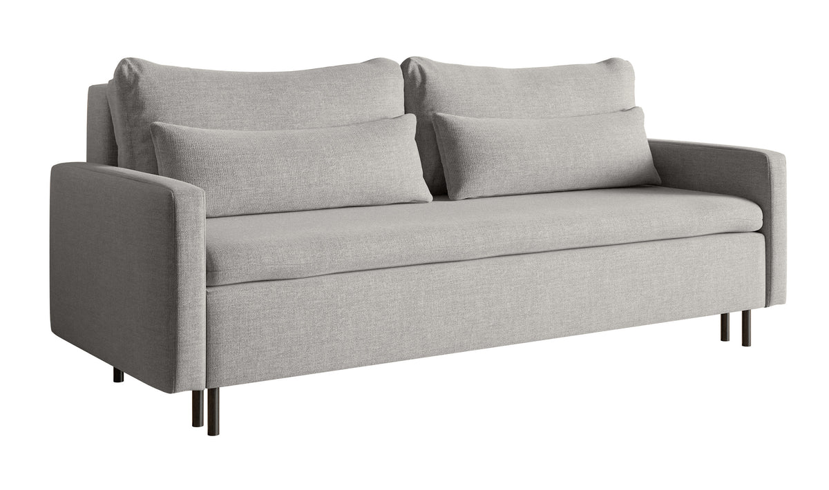 Canapé convertible 3 places Umpro avec coffre de rangement en tissu chenille gris