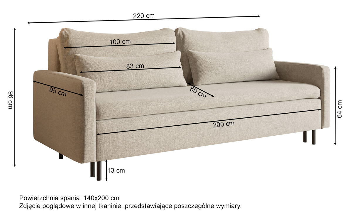 Canapé convertible 3 places Umpro avec coffre, chenille gris beige