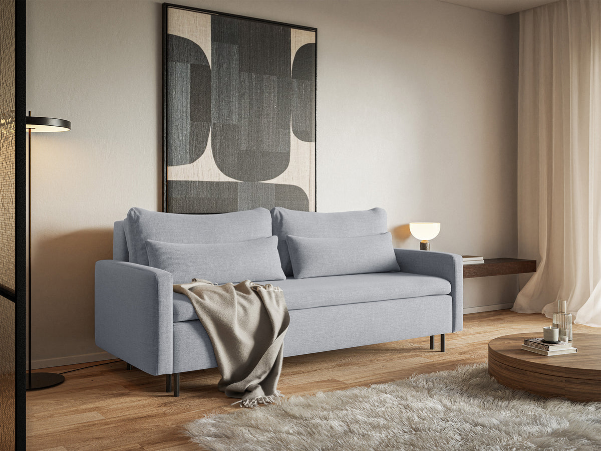 Canapé convertible 3 places Umpro avec rangement, tissu chenille gris facile à nettoyer