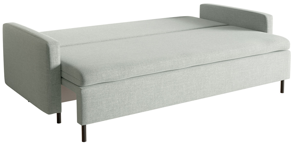 Dreisitziges ausklappbares Sofa Umpro mit Stauraum, minzgrüner Chenille, leicht zu reinigen