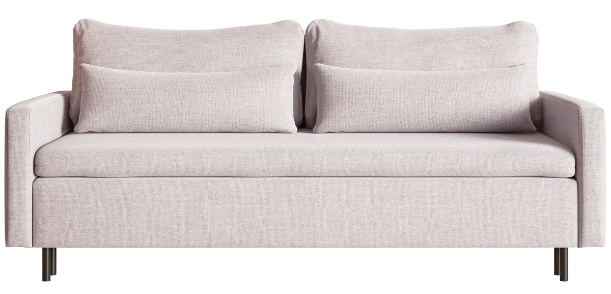 Canapé convertible 3 places Umpro avec coffre, tissu chenille beige clair facile à nettoyer