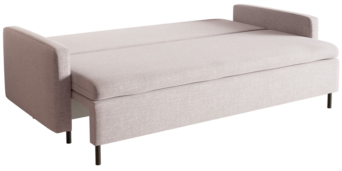 Canapé convertible 3 places Umpro avec coffre, tissu chenille beige clair facile à nettoyer