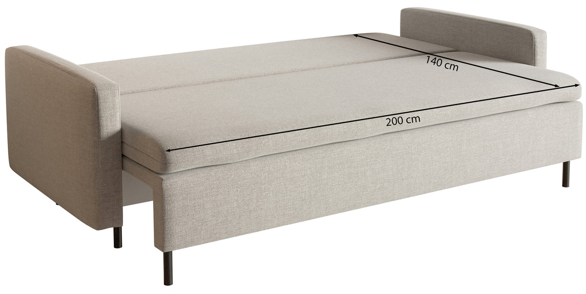 Dreisitziges ausklappbares Sofa Umpro mit Stauraum, minzgrüner Chenille, leicht zu reinigen