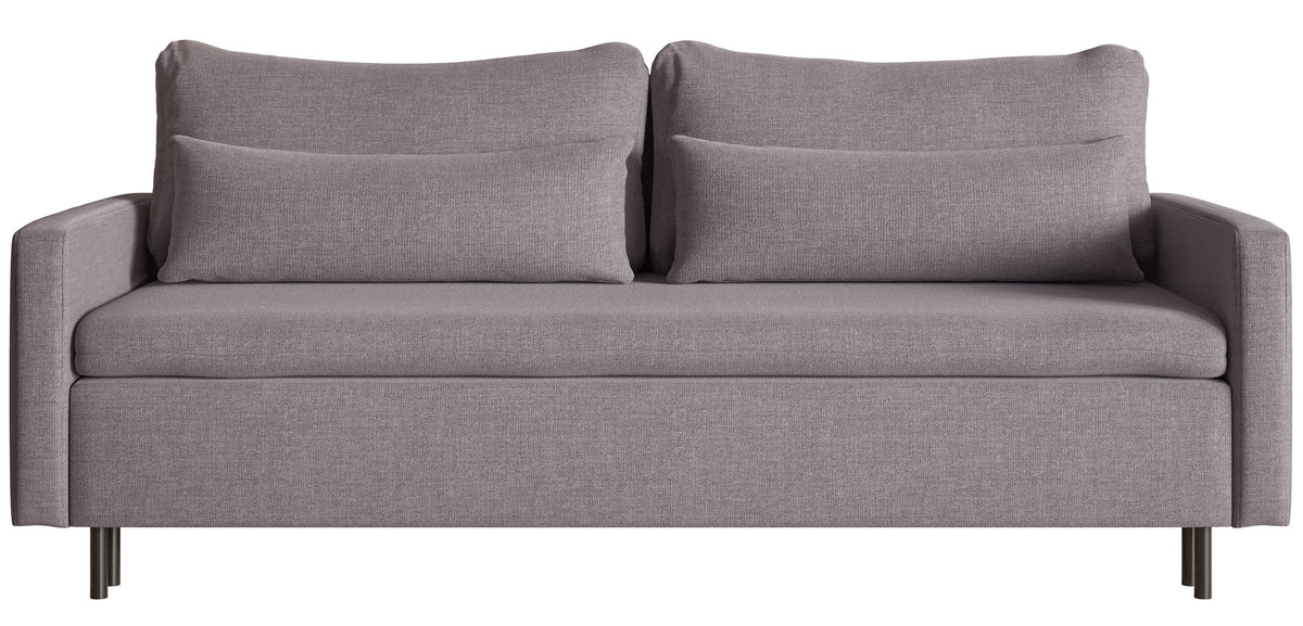 Dreisitziges Schlafsofa Umpro mit Stauraum, grau-braun, pflegeleichter Chenillestoff