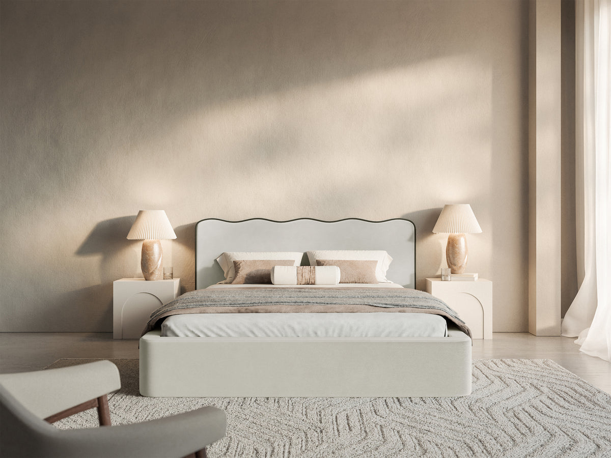Polsterbett 160x200 cm Duney hellbeige Samt
