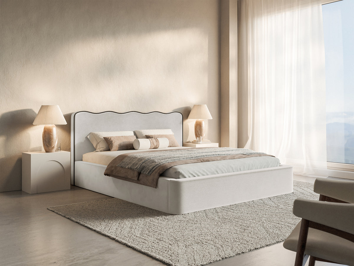 Polsterbett 160x200 cm Duney hellbeige Samt