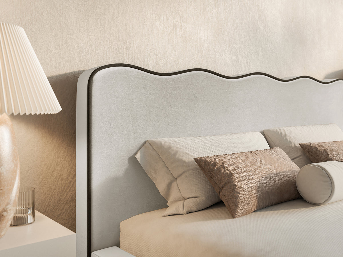 Polsterbett 160x200 cm Duney hellbeige Samt