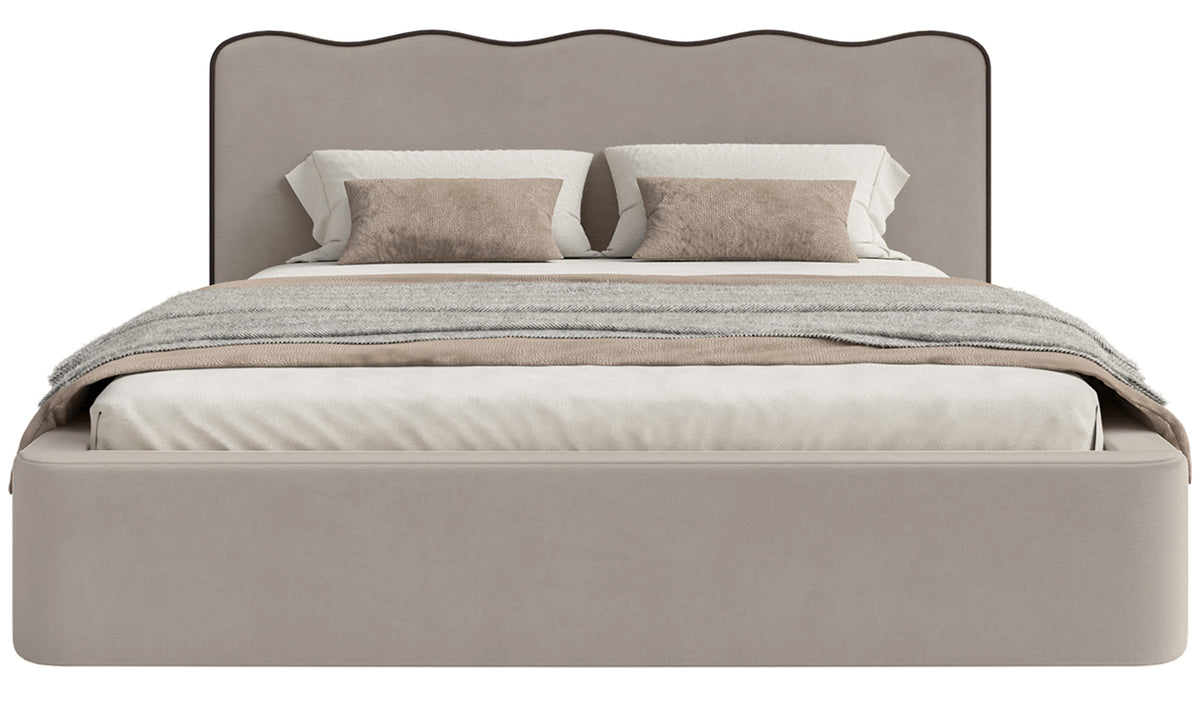 Polsterbett 140x200 cm Duney beige Samtvelours