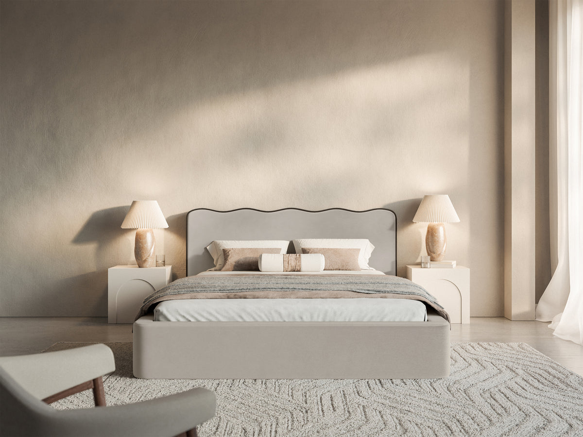 Polsterbett 140x200 cm Duney beige Samtvelours