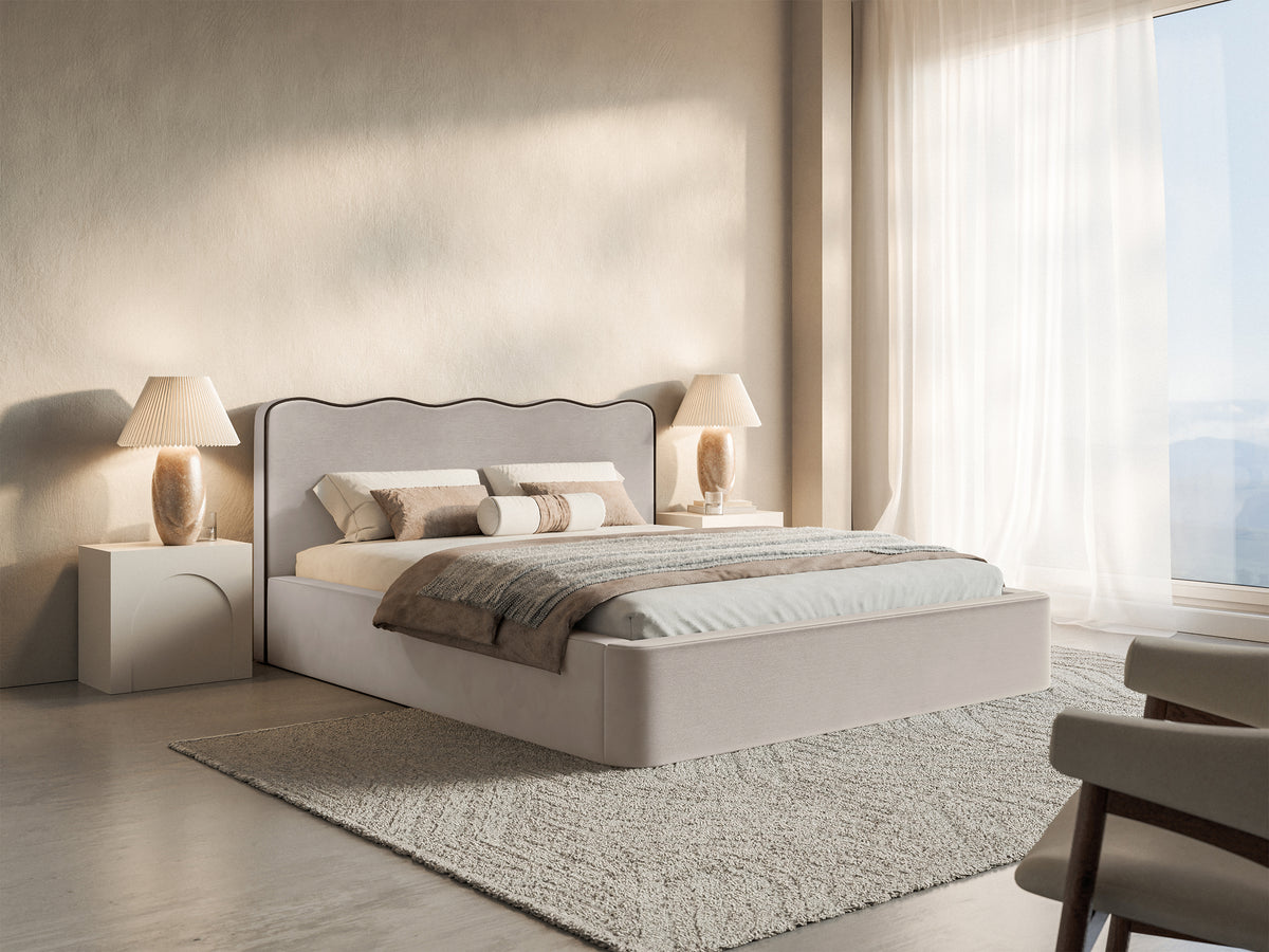 Polsterbett 140x200 cm Duney beige Samtvelours