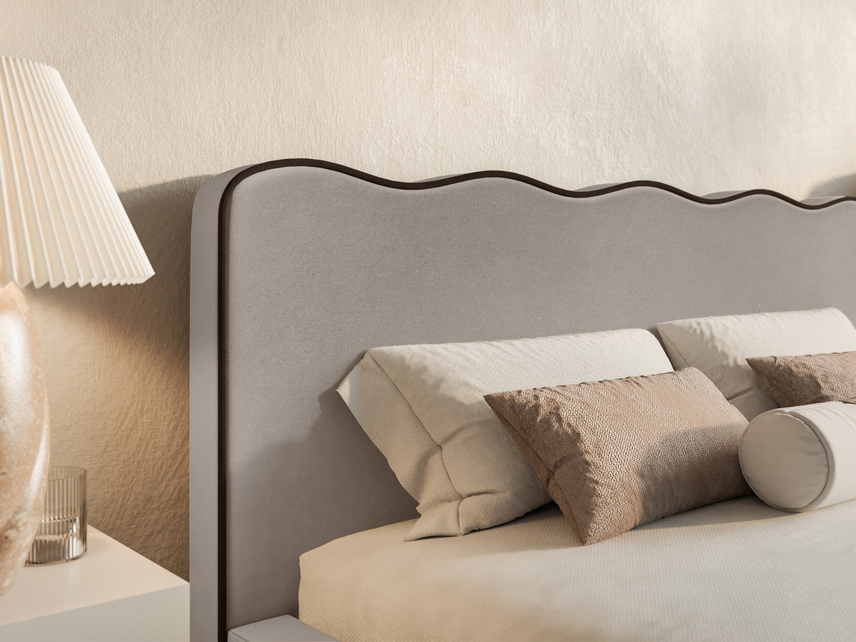 Polsterbett 140x200 cm Duney beige Samtvelours