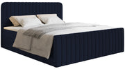 Kontinentalbett 160x200 cm Saliano mit Stauraum und Topper, Samt in Marineblau